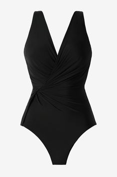 Underwire Bra V-Neckline Fixed Straps Scoop Back Moderate Leg Cut Model Is 5'11" And Wearing A Size 8 69% Nylon, 31% LYCRA® Spandex Complete Your Look With A Matching Cover Up | Miraclesuit Women's Twisted Sisters Esmerelda One Piece Swimsuit in Nori, Size 16, Nylon/Spandex/Lycra Miraclesuit Swimwear, Bathing Suits Women, Supportive Swimwear, Miracle Suit Swimwear, Twisted Sister, Black Bathing Suits, Black Swimwear, Ikat Pattern, Womens Bathing Suits