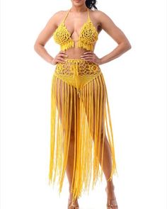 Yellow Mustard Boho Fringe Beach Swim Wear Perfect for Vacation - Etsy Canada Beachy Party Swimwear, Beach Party Swimwear, Spring Vacation Swimwear With Tassels, Bohemian Tie-side Swimwear For Beach Party, Summer Party Swimwear With Fringe, Summer Swimwear With Tassels, Summer Beach Swimwear With Tassels, Vacation Swimwear With Tassels, Beach Season Fringe Swimwear