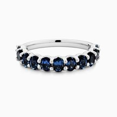 The Ecksand Oval Blue Sapphire Semi-Eternity Wedding Ring shown with  in 18k White Gold Wedding Band Sapphire, Printable Ring Size Chart, Sapphire Wedding Band, Platinum Wedding Rings, Classic Wedding Rings, Types Of Diamonds, Jewelry Wedding Rings, Eternity Wedding Band, Platinum Ring