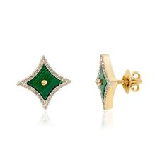 This is part of Chairish’s Fine Jewelry assortment.  5.241 CTW Malachite Diamond Sparkle Shape Stud Earrings in 18K Gold to make a statement with your look. You shall need stud earrings to make a statement with your look. These earrings create a sparkling, luxurious look featuring fancy cut malachite and round cut diamonds. Malachite is used to ward off danger and fight illness. Designed with fancy cut malachite set in center with diamonds set around the border making a stud earrings to make you Luxury Green Diamond Earrings For Gift, Luxury Green Diamond Earrings Gift, Round Cut Diamond, 18k Gold, Sparkle, Fine Jewelry, Stud Earrings, Gold