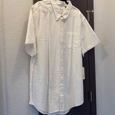 Men’s Five Four White Cotton Button Down Nwt White Short Sleeve Dress Shirt With Button Closure, Classic White Short Sleeve Shirt With Buttons, White Short Sleeve Dress Shirt, Short Sleeve Linen Shirt, Gingham Shorts, Denim Shirt Men, Tshirt Men, Button Up Shirt Mens, Button Down Shirt Mens