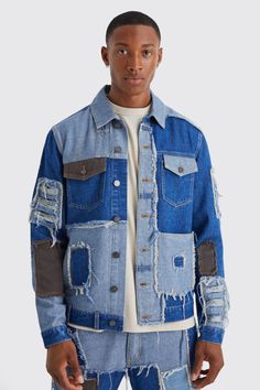 No matter where the day takes you, you can always rely on a denim jacket. For those long awaited sunny days, nothing works better than a denim jackets. Lightweight and easy to match with any casual outfit, this staple is the go-to outerwear piece by definition. Available in endless colour tones, washes and finishes, the jean jackets from our improved collection are a fail-safe choice for a fashionable and comfortable getup. Consider pairing your denim jacket with a white t-shirt, cargo ... Denim Blue Patchwork Jacket For Streetwear, Casual Patchwork Denim Jacket, Trendy Patchwork Denim Jacket, Streetwear Patchwork Denim Jacket, Urban Denim Blue Patchwork Denim Jacket, Denim Blue Denim Jacket With Patchwork, Denim Blue Jacket With Patchwork, Denim Blue Patchwork Denim Jacket, Urban Denim Jacket With Patchwork