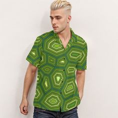 • 60s 70s Style Shirt, Mod Shirt Men, Mid Century Shirt Men, Green Op Art Shirt Men, Space Age Shirt, Green Hippie Shirt Men, Boho Shirt Men: Embrace the vibrant energy of the 60s and 70s with this eye-catching shirt, featuring a bold geometric pattern print in lime green and black.• Premium Fabric Blend: Crafted from 95% polyester and 5% spandex, this shirt offers a comfortable regular fit with nonelastic fabric, ensuring both style and comfort.• Classic Cuban Collar: Designed with a Cuban coll Green Retro Print Shirt For Spring, Retro Collared Hawaiian Shirt With Relaxed Fit, Retro Relaxed Fit Collared Hawaiian Shirt, Green Casual Shirt With Retro Print, Casual Green Shirt With Retro Print, Retro Green Short Sleeve Shirt For Summer, Green Retro Short Sleeve Shirt For Summer, Retro Green Camp Shirt With Graphic Print, Retro Green Camp Shirt For Spring