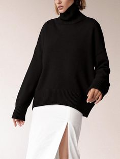 This fashionable turtleneck style long sleeve sweater is crafted from comfortable fabric to keep you warm and stylish. Featuring a relaxed fit, this top is perfect for formal or casual wear. Guaranteed to elevate your wardrobe staples. 50%Viscose 30%Polyester 20%Polyamide. Care Instructions: Machine Wash Brand Size Dress Bust Waist Hip XS 0-2 31-32.5'' 23-24'' 31-34" S 4--6 33-35'' 25-26'' 35-37" M 8--10 35-36'' 27-28'' 38-39" L 12--14 38-40'' 29-31'' 40-42" XL 14-16 40-42'' 33.5-36'' 44-46" 2XL 18-20 42-44'' 37-40'' 47-50" 3XL 22-24 44-46'' 41-46'' 51-55" 4XL 26-28 46-48'' 47-50'' 56-60" Green Turtleneck, Turtleneck Style, Winter Knit Hats, Comfortable Sweater, Sweater Gift, Black Turtleneck, Winter Knits, Sleeve Sweater, Women Collection