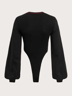 This Casual Bishop Sleeve Bodysuit is the perfect way to stay comfortable and stylish. This polyester bodysuit features a black color, with car and letter graphics for added visual interest. The round neckline and long lantern sleeves provide extra coverage while also adding an elegant touch. The slight stretch fabric ensures all-day comfort, making it ideal for casual weekend wear or everyday use. With its regular fit design, this bodysuit will keep you looking fashionable without sacrificing c Black Stretch Bodysuit For Fall, High Stretch Black Bodysuit For Fall, Black Long Sleeve Bodysuit For Winter, Car Letter, Toro Inoue, Comfy Jumpsuits, All Black Fashion, Clothing Design Sketches, Pastel Outfit