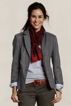 casual Gray Blazer Outfit, Pijamas Women, American Lifestyle, Gray Blazer, Casual Work Outfits, Classic American, Casual Clothing