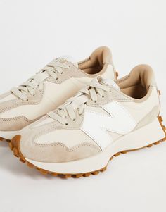 New Balance 327 sneakers in oatmeal and white | ASOS New Balance Beige, Beige Sneakers, Heritage Fashion, Shoe Obsession, Trendy Shoes, New Balance Sneaker