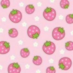 pink and green strawberries on a light pink background