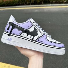 Custom Air Force 1 Cartoons Drip Purple – shecustomize All Black Nikes, Nike Air Force 1 Custom, Violet Pastel, Wedge Heel Sneakers, Nike Neon, Perfect Sneakers, Air Force 1 Custom, Custom Air Force 1, Baskets Nike