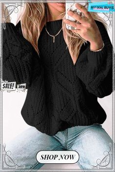 Loose Round Neck Knitted Sweater(5 Colors) Casual Sweater, Casual Sweaters, Knitted Sweater, Online Clothing, Knitted Sweaters, Round Neck, Braids, Sweaters For Women, Womens Tops