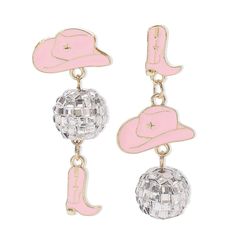 PRICES MAY VARY. You're are a dancing queen! Wear these earrings with strong western style and dance the night away. The reflective surface of the disco ball give the earrings a sparkly effect that will catch the eye of others and make you the center of attention at parties. Vintage earrings with cowgirl hat and cowgirl boots are perfect for cosplay, birthday parties, costume parties, steampunk costumes, and Halloween costumes, cowboy culture rodeo parties! The "must have" earrings for the party Dance Party Outfit, Rodeo Party, Black Cowgirl, Pink Cowgirl, Western Earrings, Glitter Earrings, Steampunk Costume, Cowgirl Hats, Vintage Western