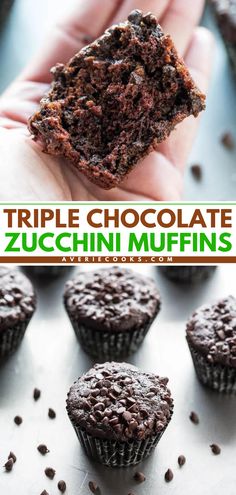 A must-try summer breakfast idea! There's no mixer required in this easy recipe using zucchini. Extremely soft, moist, and studded with chocolate chips, these Triple Chocolate Zucchini Muffins are the BEST! Recipe Using Zucchini, Chocolate Zucchini Muffins, Grated Zucchini, Delicious Smoothies, Summer Breakfast, Grain Bowls, Zucchini Muffins, Wholesome Recipes, Chocolate Zucchini