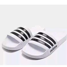 Brand New Adidas Adilette Shower Slides Cloudfoam White Slides Size12 #Gz5921 White Comfortable Adidas Slides, Adidas White Slip-on Sandals, Adidas White Sporty Slides, Sporty White Sandals For Vacation, White Non-slip Adidas Slides, Adidas Sporty White Sandals, Sporty White Adidas Sandals, Adidas White Open Toe Slides, Comfortable White Adidas Sandals