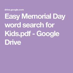 the words easy memorial day word search for kids - google drive on a purple background