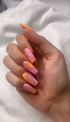 Orange Nails, Dream Nails, Fire Nails, Funky Nails, Pretty Acrylic Nails, Chic Nails, Summer Nail