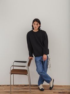 Editor's Notes VIABON DÈ VIA's cool soft long sleeve crew neck knit features soft wool fabric and trendy silhouette - Long sleeves- Semi oversized fit- Soft and durable merino wool fabric- Pocket detail at front  Measurements (inch)L / XL - Shoulder: 20.08in. / 21.26in. - Chest: 23.23in. / 24.01in. - Sleeve Length: 22.44in. / 24.01in. - Total Length: 27.56in. / 28.74in.   *Model Info: 5’9’’ Fitting Size L Composition & Care- Wool 10 Wool Crew Neck Sweater For Streetwear, Relaxed Fit Wool Sweater For Everyday, Casual Black Wool Sweatshirt, Black Wool Long Sleeve Sweatshirt, Everyday Winter Crew Sweater, Casual Long Sleeve Sweater With Double-needle Sleeve, Relaxed Fit Wool Sweater With Long Sleeves, Fine Knit Wool Sweatshirt With Long Sleeves, Fine Knit Wool Long Sleeve Sweatshirt