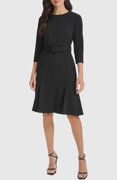 Calvin Klein Belted A-Line Dress | Nordstromrack Classic A-line Belted Dress For Formal Occasions, A-line Belted Dress For Evening, Calvin Klein Midi Dress For Fall Workwear, Formal Fitted A-line Belted Dress, Calvin Klein Workwear Dresses For Fall, Belted A-line Midi Dress For The Office, Calvin Klein Fall Workwear Dresses, Elegant Business Dresses With Belted Cuffs, Elegant Business Dresses With Belt