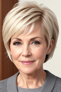 Looking for flattering short hairstyles for women over 50 with fine hair? Explore chic and easy-to-manage cuts like the pixie and bob, designed to give your hair a thicker, more voluminous appearance. Pixie Cut With Undercut, Low Maintenance Hair, Long Bangs, Elegant Updo, Short Hair Styles Easy, Older Women Hairstyles, Hair Serum, Have Inspiration