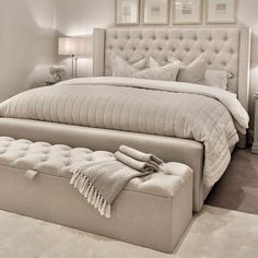 Harper Luxury Grey Buttoned Winged Bed Bed Ottoman King Bed, Bed With Ottoman At End, Ottoman Bed Storage Ideas, Ottoman Bedroom Ideas, Ottoman Decor Bedroom, End Of Bed Bench With Storage, Pakistan Bedroom, Ottoman End Of Bed, End Of Bed Ottoman