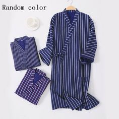 Blue Long Sleeve Robe For Sleep, Blue Long Sleeve Sleep Robe, Blue Cotton Sleep Kimono, Blue Long Sleeve Robe, Long Sleeve Cotton Kimono For Sleep, Long Sleeve Cotton Sleep Kimono, Long Sleeve Blue Kimono For Loungewear, Blue Long Sleeve Kimono For Loungewear, Long Sleeve Blue Cotton Robe