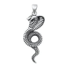 Sterling Silver Cobra Snake Pendant Oxidized High Polished Charm 925 New Jewelry Female Unisex All our silver jewelry is crafted from .925 silver also commonly referred to as sterling silver. Sterling silver is the standard for beautiful high-quality silver jewelry and cannot be replicated by lower priced silver plated jewelry. It is 92.5% pure silver, mixed with alloys to add strength and durability to stand the test of time. Keep your fine jewelry shiny and elegant by storing it properly. Jewe Square Diamond Studs, Silver Theme, Cobra Snake, Tarnish Remover, Snake Pendant, Silver Plated Jewelry, New Jewelry, Bling Jewelry, Pure Silver