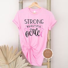 Pink Ribbon Shirt | Pink T shirt with black and pink text Inspirational Pink Cotton T-shirt, Pink Cotton Inspirational T-shirt, Inspirational Pink Crew Neck Top, Inspirational Pink T-shirt With Text Print, Inspirational Pink Tops With Text Print, Homemade Facials, Ribbon Shirt, Awareness Shirt, Shirt For Women