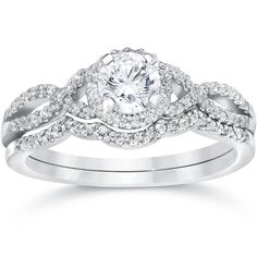 a white gold ring with diamonds on it