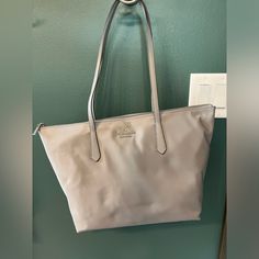 Nylon Tote, Never Used. Nwot Kate Spade Silver Bag, Kate Spade Silver Bag For Everyday Use, Kate Spade Silver Bag For Everyday, Kate Spade Silver Everyday Bag, Silver Kate Spade Bag For Everyday, Elegant Silver Kate Spade Bag, Kate Spade Shoulder Bag With Silver-tone Hardware For Travel, Nylon Tote, Kate Spade Bag