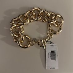 Nwt Express Chunky Chain Link Gold Bracelet 6/2022 Gold-tone Chain Link Bracelets, Modern Chunky Chain Bracelets For Party, Party Gold Chain Link Bracelet, Gold-tone Chain Bracelets For Party, Trendy Chain Bracelet For Party, Trendy Party Chain Bracelet, Gold Metal Bracelets With Chain Strap, Elegant Gold-tone Bracelets With Chain Strap, Metal Bracelets With Gold Chain For Party