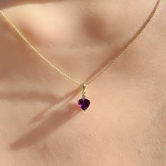 A timeless and classic design, symbolizing love, sincerity, and wealth. Perfect for everyday wear or dressed up for special occasions. Add a pop of color with our Genuine Amethyst and Diamond Heart Pendant, available in 14k solid white gold and 14k solid yellow gold. Item Specifications: Materials: 14k Solid Gold  Gemstones: Natural Amethyst and Natural Diamonds  Pendant Diameter: 9.1 mm x 5.1 mm Total Gold Weight: 0.43 gram Total Amethyst Weight: 0.63 ct Total Diamond Weight: 0.01 ct Diamond Cl Formal Amethyst Jewelry For Valentine's Day, Purple Heart Cut Jewelry For Formal Occasions, Purple Heart Cut Jewelry For Formal Events, Purple Heart Jewelry For Formal Occasions, Formal Purple Heart-shaped Jewelry, Classic Formal Jewelry With Heart Charm, Classic Jewelry For Valentine's Day, Elegant Heart-shaped Amethyst Necklace, Classic Heart Shaped Birthstone Jewelry