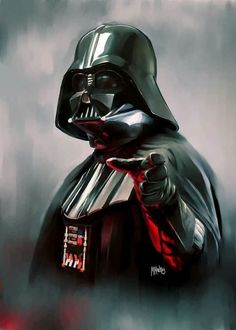 a darth vader painting on a gray background