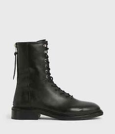 (eBay) New! ALLSAINTS Women's Misty Leather Lace Up Boots Black 40 EU 10 US Allsaints Boots, High Ankle Boots, Leather Lace Up Boots, Military Boots, Black Boots Women, Goat Leather, Boots Women, Designer Boots, Leather Lace