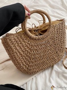 BirdinBag - Chic Straw Bag - Ideal for Summer Beach Vacations Summer Beach Bags, Bags Vintage, Straw Handbags, Backpack Tote Bag, Beach Bags, Shopper Tote, Vintage Casual, Handbags For Women, Color Khaki