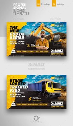 the construction business card is designed to be used as an advertise or flyer