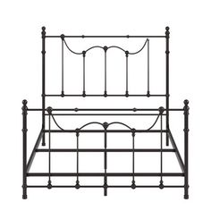 an iron bed frame is shown against a white background