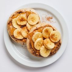 two pieces of bread with banana slices on top