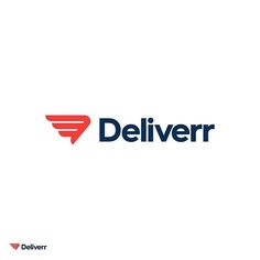 the deliverr logo is shown in blue and red, with an orange wing