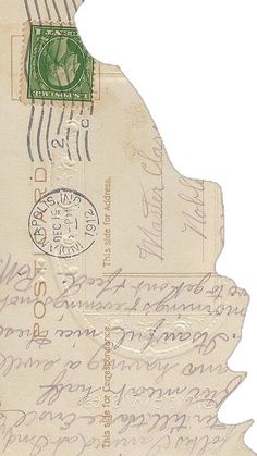 an old postcard with writing on it and a stamp that has been altered to look like a piece of paper