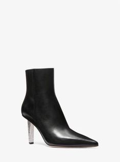 Our Halle boot is the definition of chic. Designed in supple leather, it features a pointed toe, crystal-embellished heel, and side-zip closure. Wear it to sharpen everyday looks, from the office to after hours. After Hours, Metallic Leather, Halle, Black Ankle Boots, Leather Ankle Boots, Leather Accessories, Boot Shoes Women, Holiday Outfits, Everyday Look