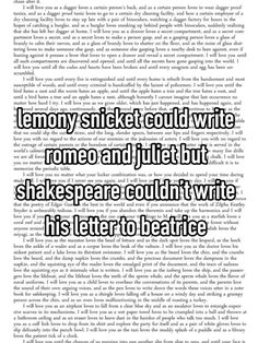 the words lemony sticker could write rome and julia but shakespeare couldn't write his letter to be nice