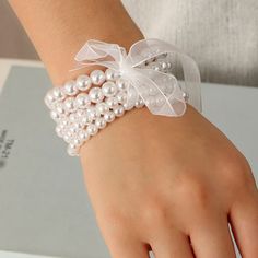 Gender:WomenMaterial:PearlWhether To Bring A Pendant:NoTheme:All Season White Pearl Bracelet With Charm For Party, White Pearl Bracelet For Party, White Pearl Chain Bracelets For Party, White Pearl Beaded Bracelets For Party, Round Beads Pearl Bracelet For Party, Ribbon Binding, Pearl Bracelet Jewelry, Cheap Bracelets, Bra Lace