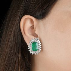 "Add vivacity to your glamorous look by wearing this Earringss by Spectrum Jewels. Featuring an ethnic handmade design, this Earrings is embellished with Emerald for a more feminine effect. Wear these 18k White Gold Earrings with your best casual outfits to look iconic. ✧✧Welcome To Our Shop Spectrum Jewels India✧✧ Handmade Diamond & Emerald Earrings Stud, Elegant Studs, 18K Gold Cluster Studs, Designer Wedding Studs, Dainty Studs, Gift For Women  ★PRODUCT SPECIFICATION★ * ITEM CODE - SEE-12976A Luxury Green Diamond Earrings For Wedding, Exquisite Gia Certified Diamond Earrings For Wedding, Exquisite Green Diamond Earrings For Wedding, Gia Certified Fine Jewelry Cluster Earrings For Wedding, Exquisite Green Diamond Wedding Earrings, Gia Certified Dazzling Diamond Earrings For Wedding, Dazzling Gia Certified Diamond Earrings For Wedding, Formal Fusion Bridal Earrings With Cubic Zirconia, Gia Certified Diamond Bridal Earrings For Wedding