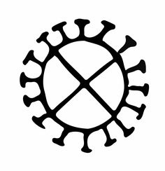 a black and white image of a corona symbol