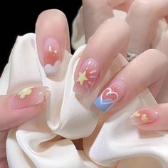 Cute Inspo Nails, Cute Kawaii Nail Designs, Pretty Nails Aesthetic, Uñas Cute, Nail Art Aesthetic, Aesthetic Nail Art, Nail Designs Cute, Korean Nail Art, Nagellack Trends