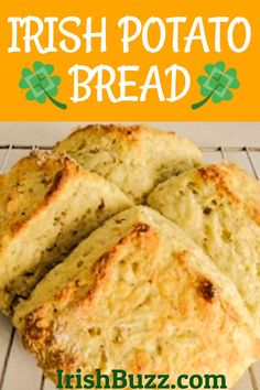 irish potato bread on a cooling rack with the words irish potato bread overlayed