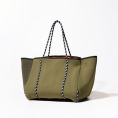 The cool, everyday bag that’s perfect for work, gym, beach, traveling, and everything in between. Safari Green, Essential Pouch, Neoprene Tote, Green Beach, Everyday Backpack, Green Tote, Medium Sized Bags, Everyday Tote, Rope Handles