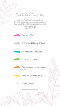 the bible's symbols and their meanings are shown in pink, blue, green, yellow