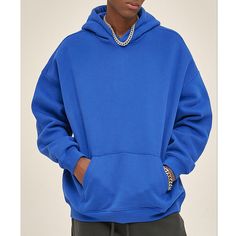 Autumn/Winter Oversized Fleece Plain Hoodie  Material: 52% cotton + 48% polyester  Size: S, M, L, XL, 2XL Color: Purple, Bean Pink, Royal Blue, White  Season: Spring, Fall, Winter  Occasion: Leisure, Outdoor, Daily, Vacation, Fall Outfits, Winter Outfits Winter Hoodie With Drop Shoulder And Pockets, Blue Hooded Winter Sweater, Blue Hoodie With Pockets For Streetwear, Oversized Blue Sweater With Pockets, Oversized Blue Hoodie With Long Sleeves, Winter Drop Shoulder Sweatshirt With Pockets, Blue Hoodie With Pockets For Fall, Blue Oversized Fleece Outerwear, Blue Hoodie Outerwear With Ribbed Cuffs