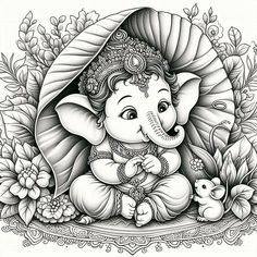 Ganpati Bappa Drawing, God Drawing, Bhole Nath, Ganesh Art Paintings, Naruto Sketch Drawing, Elephant God