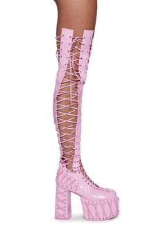 base Lace Up Platform Boots, Vinyl Fashion, Rave Festival, Chunky Block Heels, Pastel Goth, Thigh High Boots, Platform Boots, Thigh High, Lace Up Boots